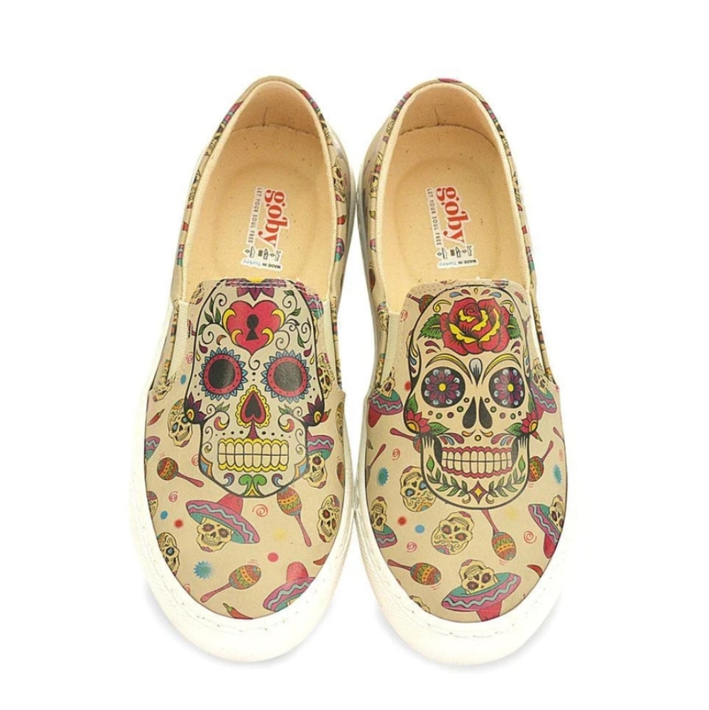 Goby Slip On Sugar Skull Shoes